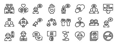 Rapor, sunum, diyagram, web tasarımı, mobil uygulama için protesto, arkadaşlık, barış, saygı, konuşma, barış vektör simgeleri gibi ırkçılık simgeleri yok