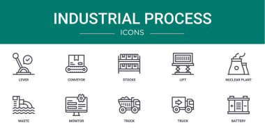 Rapor, sunum, diyagram, web tasarımı, mobil uygulama gibi 10 ana hatlı web endüstriyel işlem simgesi seti