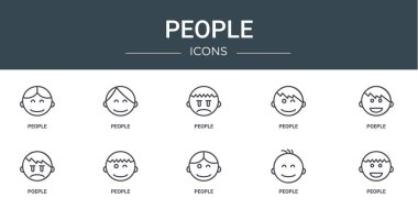 Rapor, sunum, diyagram, web tasarımı, mobil uygulama gibi 10 ana hatlı web insan simgesi seti