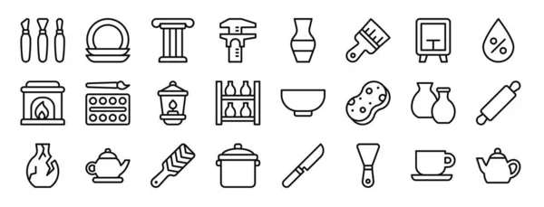 Satz Von Umrissen Web Keramik Und Keramik Symbole Wie Werkzeuge — Stockvektor