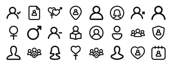Set Outline Web Users Icons User User Gender User Avatar — Stock Vector