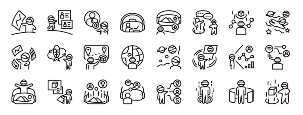 Set Outline Web Metaverse Icons Futuristic Avatar Avatar Glasses Digital — ストックベクタ