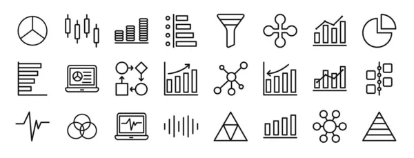 Uppsättning Skissera Webbdiagram Och Diagram Collection Iccons Ikoner Såsom Cirkeldiagram — Stock vektor