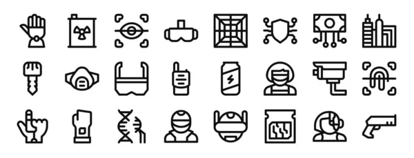 Conjunto Outline Web Cyberpunk Collection Icons Ícones Como Mão Robótica — Vetor de Stock