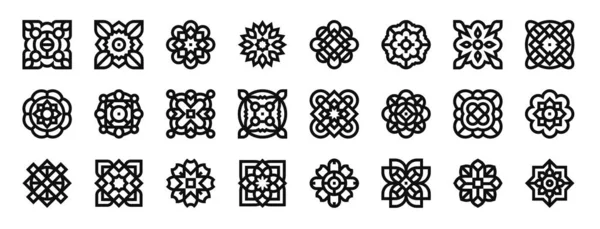Conjunto Contorno Web Mandalas Iconos Como Mandala Mandala Mandala Vector — Archivo Imágenes Vectoriales