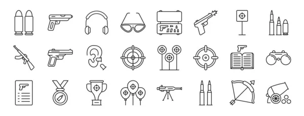 Набор Набросков Иконки Веб Съемки Такие Патроны Пистолет Защита Уха — стоковый вектор