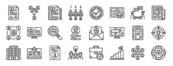 一组24个网站招聘图标 如批准 候选人 访问向量图标用于报告 网页设计 移动应用程序 — 图库矢量图片