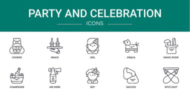 Rapor, sunum, diyagram, web tasarımı, mobil uygulama için klarnet, trombon, didgeridoo, hoparlör, metronom vektör simgeleri gibi 10 ana hatlı web müzik enstrümanı ikonu seti