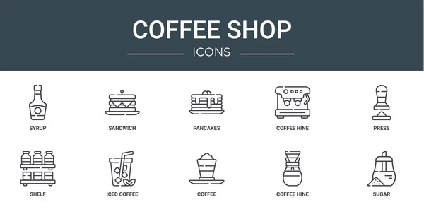 Jeu Icônes Café Ligne Telles Que Sirop Sandwich Crêpes Café — Image vectorielle