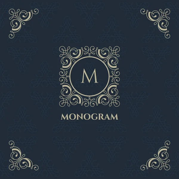 Monogram Cards Invitations Menus Labels Classic Graphic Design Pages Business — Stock Vector