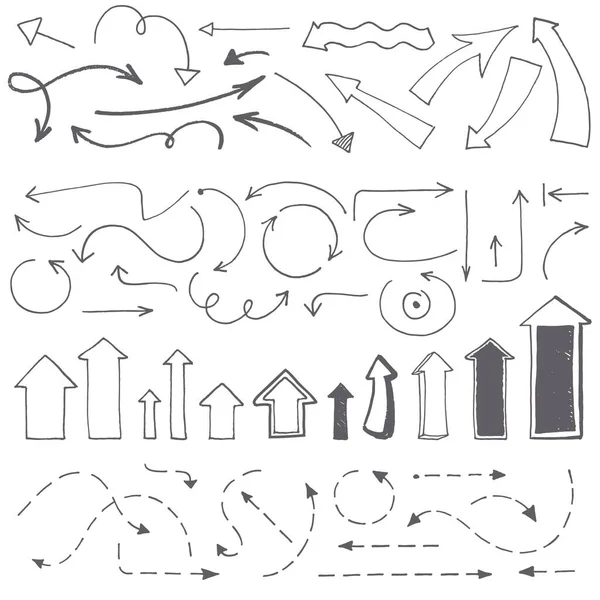 Hand Drawn Arrows Set Vector Illustration Collection Arrowheads Rough Jagged — Stock Vector