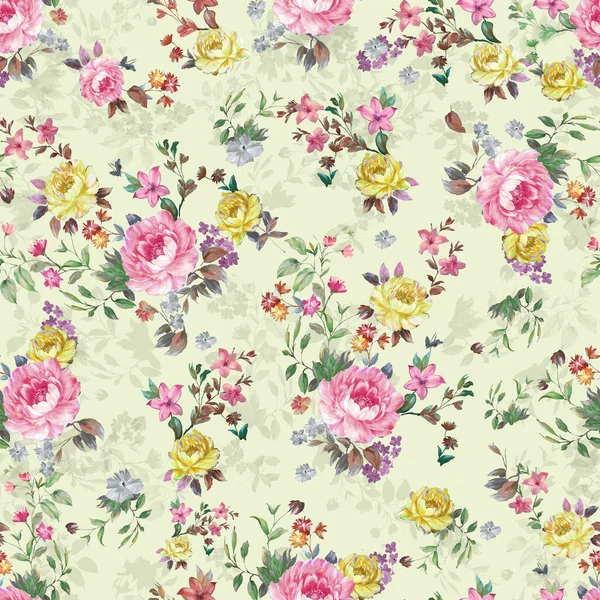 Seamless Floral Flower Design Digital Print — Stock Photo, Image