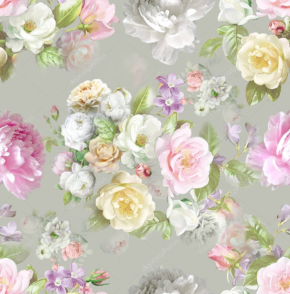 seamless floral flower  design for digital print