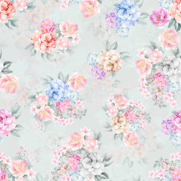 Seamless Floral Flower Design Digital Print — Stock Photo, Image