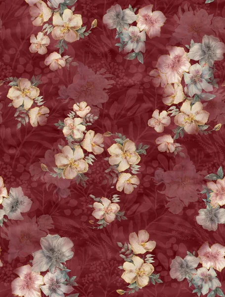 Design Flor Floral Sem Costura Para Impressão Digital — Fotografia de Stock