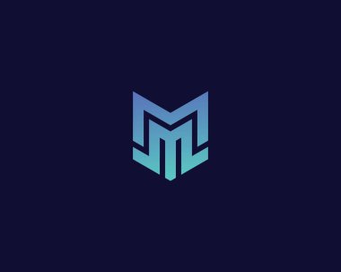 M harfi logo tasarımı. yaratıcı minimal monokrom sembolü. Evrensel zarif vektör amblemi. Birinci sınıf iş logosu. Şirket kimliği için grafiksel alfabe sembolü
