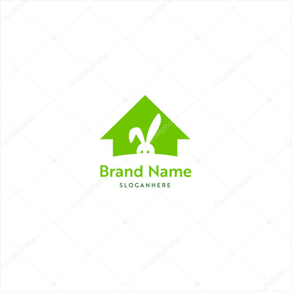 home rabbit logo design template element. vector logotype