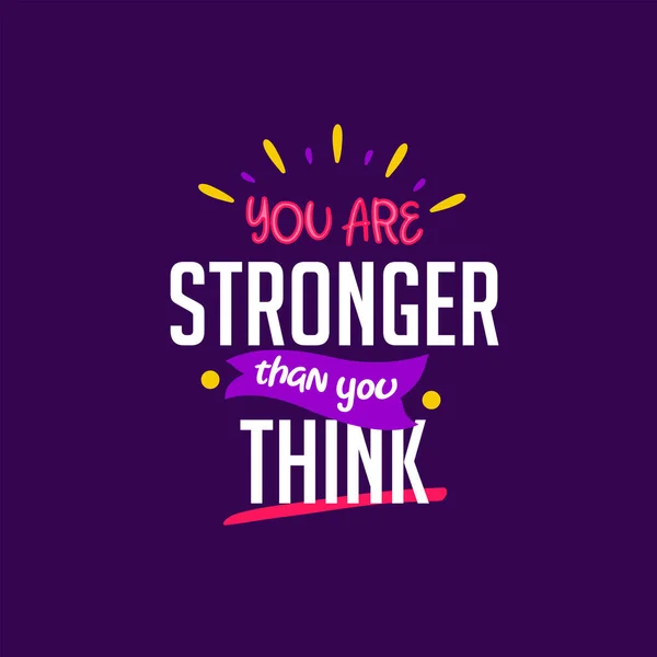 You Stronger You Think Quote Quotes Design Lettering Poster Inspirational — Vettoriale Stock