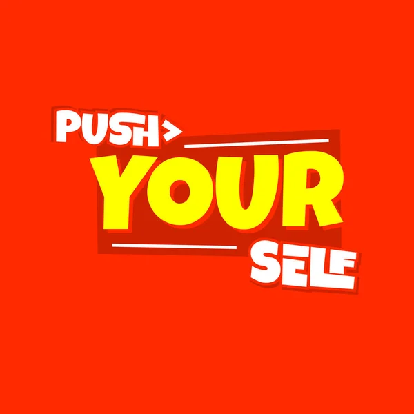 Push Your Self Quote Quotes Design Lettering Poster Inspirational Motivational — Vettoriale Stock