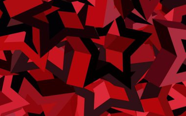 Koyu pembe, güzel yıldızlı kırmızı vektör dokusu. Soyut şablondaki yıldızlarla dekoratif parlak illüstrasyon. Fütürist reklamlar ve kitapçıklar için şablon.