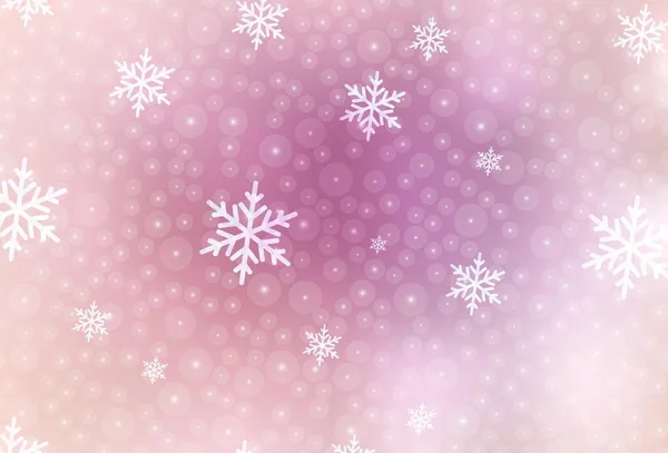 Licht Roze Vector Achtergrond Xmas Stijl Glanzende Illustratie Met Kerstballen — Stockvector