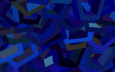 Koyu mavi, renkli altıgenli yeşil vektör deseni. Bulanık yüzeyde renkli altıgenlerin çizimi. Reklamlar, broşürler için desen.