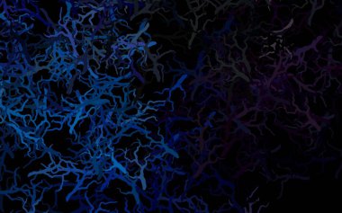 Koyu mavi vektör, yaprakları ve dalları olan zarif duvar kağıdı. Origami tarzında yaprak ve dalların karalama çizimi. Web siteleri ve pankartlar için desenli desen.