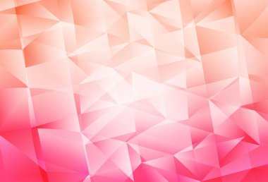 Üçgenli açık pembe vektör arkaplanı. Soyut arkaplanda renkli eğimli üçgenler. Broşürler, broşürler için desen