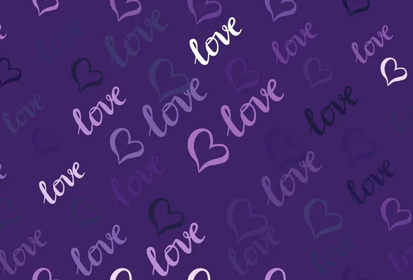 Светло Фиолетовый Векторный Узор Цветными Сердцами Декоративный Дизайн Сердечками Простом — стоковый вектор