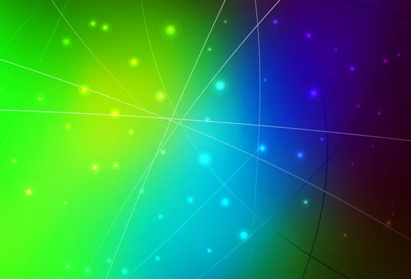 Темний Багатобарвний Векторний Макет Колами Лініями Кола Лінії Абстрактному Фоні — стоковий вектор