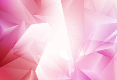 Üçgenli açık pembe vektör arkaplanı. Soyut arkaplanda renkli eğimli üçgenler. İniş sayfası için modern şablon.