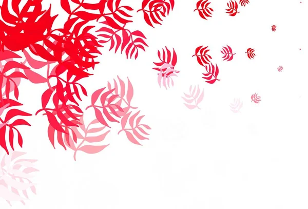 Ανοιχτό Ροζ Κόκκινο Διάνυσμα Doodle Φόντο Φύλλα Δημιουργική Απεικόνιση Θολή — Διανυσματικό Αρχείο