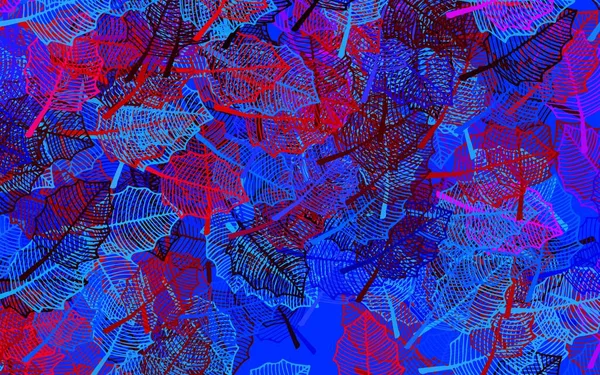Azul Oscuro Patrón Natural Vector Rojo Con Hojas Nueva Ilustración — Archivo Imágenes Vectoriales