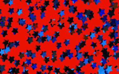 Koyu mavi, küçük ve büyük yıldızlı sarı vektör arkaplan. Yıldızlı parlak renkli illüstrasyon. Fütürist reklamlar ve kitapçıklar için şablon.