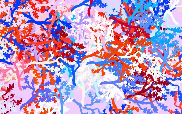 Bleu Clair Vecteur Rouge Fond Naturel Avec Des Feuilles Des — Image vectorielle