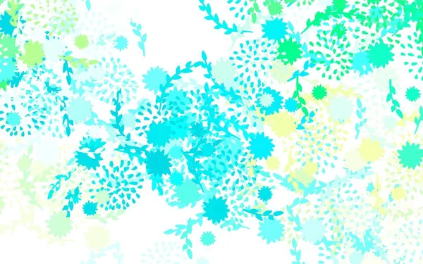 Luz Verde Vetor Doodle Fundo Com Flores Uma Elegante Ilustração — Vetor de Stock