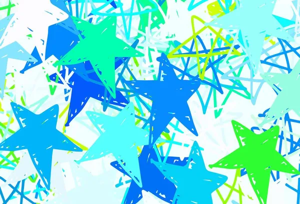 Hellblauer Grüner Vektorhintergrund Mit Farbigen Sternen Moderne Geometrische Abstrakte Illustration — Stockvektor