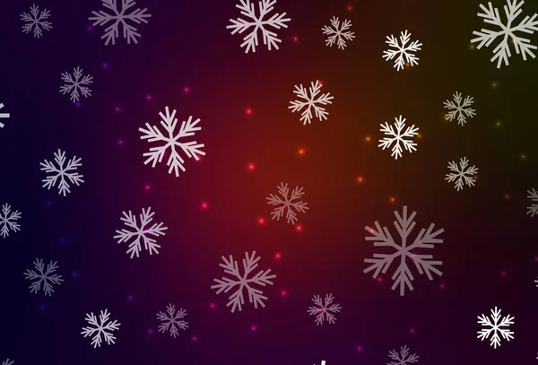 Dark Green Red Vector Pattern Christmas Snowflakes Stars Shining Colorful — Stock Vector