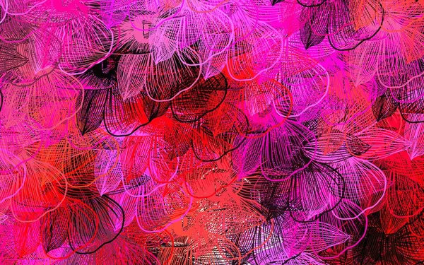 Темно Розовый Желтый Вектор Цветами Красочная Иллюстрация Цветами Стиле Каракулей — стоковый вектор