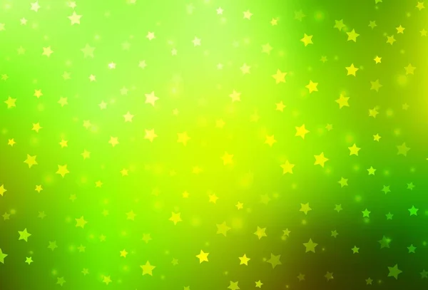 Açık Yeşil Sarı Vektör Arkaplan Xmas Kar Taneleri Yıldızlar Gradyan — Stok Vektör