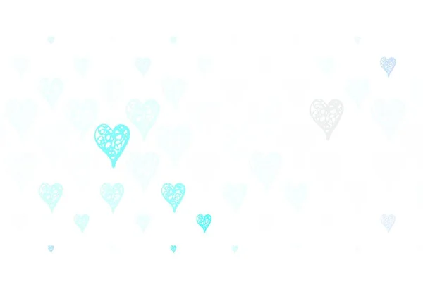 Light Blue Vector Template Doodle Hearts Beautiful Celebration Style Hearts — Stock Vector