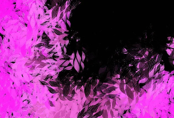 Dark Pink Vector Doodle Backdrop Leaves Elegant Bright Illustration Leaves — Stock Vector