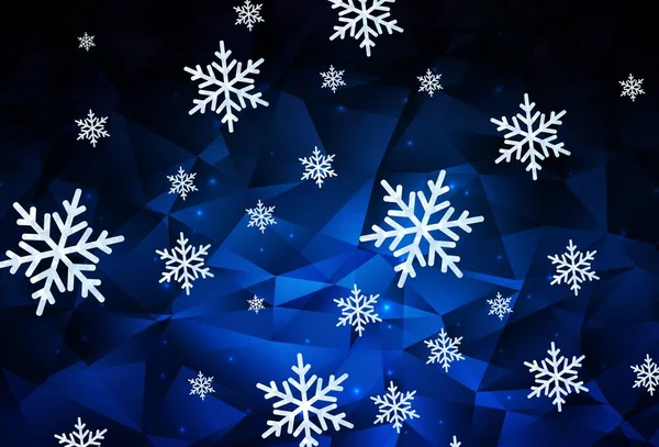 Donker Blauw Vector Patroon Met Kerst Sneeuwvlokken Sterren Schitterende Kleurrijke — Stockvector