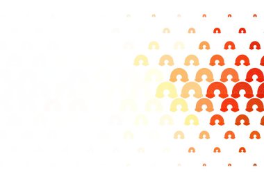 Açık kırmızı, sarı vektör desenli gökkuşağı, bulutlu. Renkli gökkuşağının rengarenk sembolleri. Olayları desteklemek için tasarım.