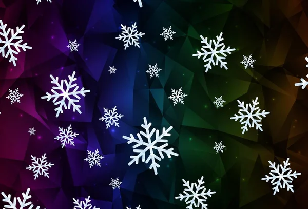 Modèle Vectoriel Multicolore Foncé Avec Flocons Neige Noël Étoiles Illustration — Image vectorielle