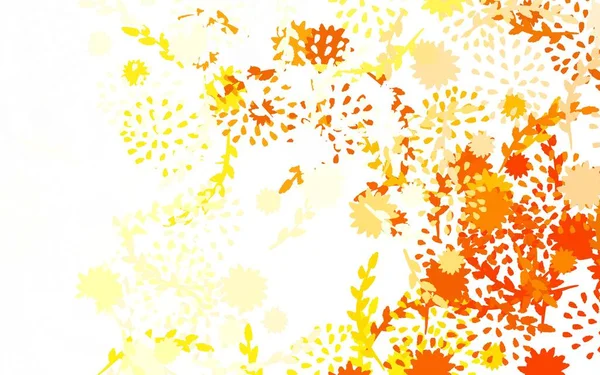 Lichtgele Vector Doodle Patroon Met Bloemen Schetterende Doodle Bloemen Witte — Stockvector