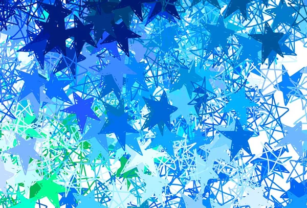 Azul Claro Fundo Vetorial Verde Com Estrelas Coloridas Ilustração Brilhante — Vetor de Stock