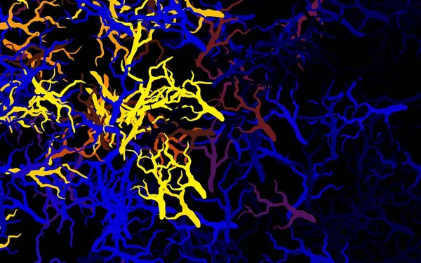 Koyu mavi, kırmızı vektör arka planda yapraklar ve dallarla karalama yapıyor. Soyut şablona karalamalar çizilmiş bir resim. İş tasarımınız için yepyeni bir tarz.