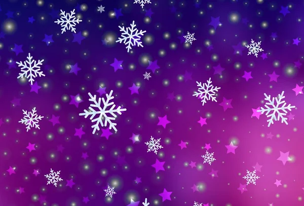 Dark Purple Vector Pattern Christmas Snowflakes Stars Gradient Colorful Illustration — Stock Vector