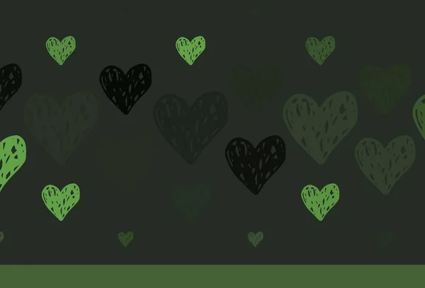 Светло Зеленая Векторная Текстура Прекрасными Сердцами Иллюстрация Изображением Градиентных Сердец — стоковый вектор
